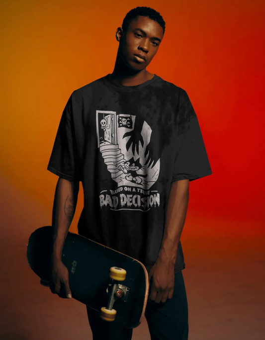 Based on Bad Decision - Spooky Collection - Acid Washed Oversized Tee